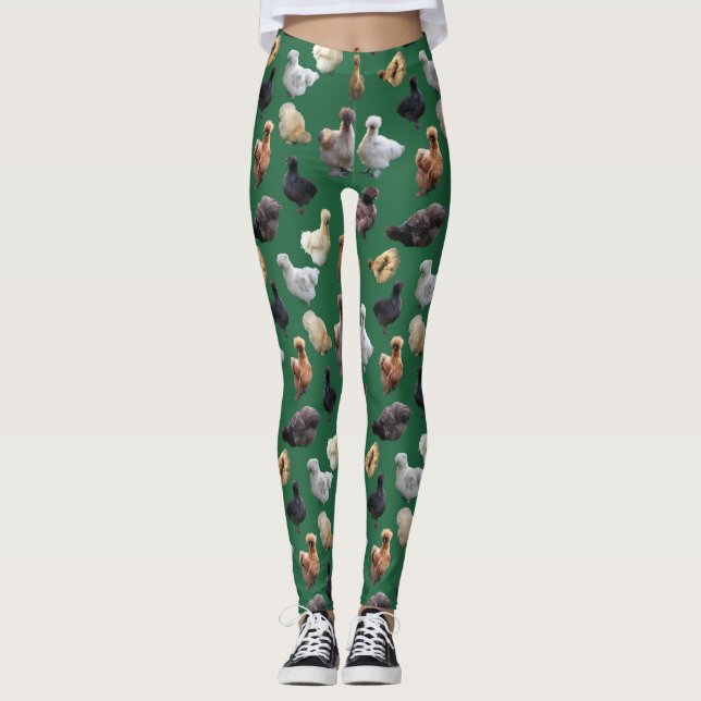 Legging Silkie Bantams Chickens no Emerald Green (Frente)