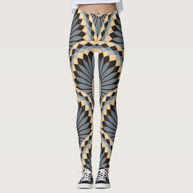Legging Silver de Marfim: Azulejo Floral Circular. (Frente)