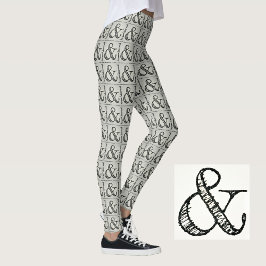 Legging Símbolo Ampersand Preto Funky Divertido Cinza Chic