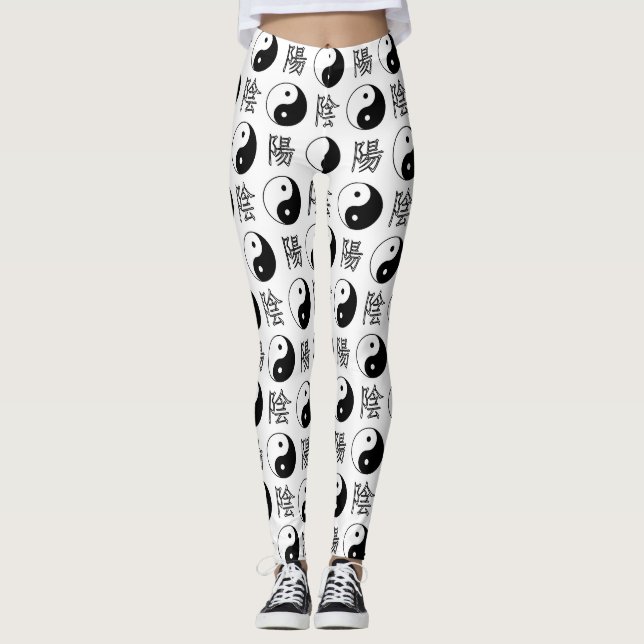 Legging Símbolo branco Yinyang Padrão chinês (Frente)