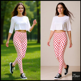 Legging Símbolo cardíaco Padrão vermelho brilhante