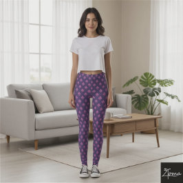 Legging Símbolo de clube cor-de-rosa = roxo