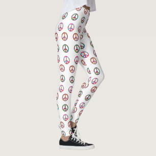 Legging Símbolo de paz retrô dos anos 60 Yoga multicolorid