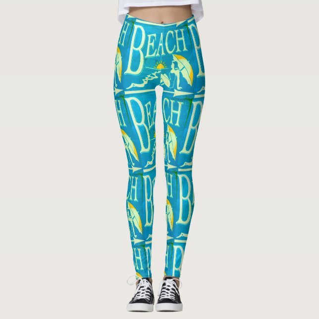 Legging símbolo de praia azul (Frente)