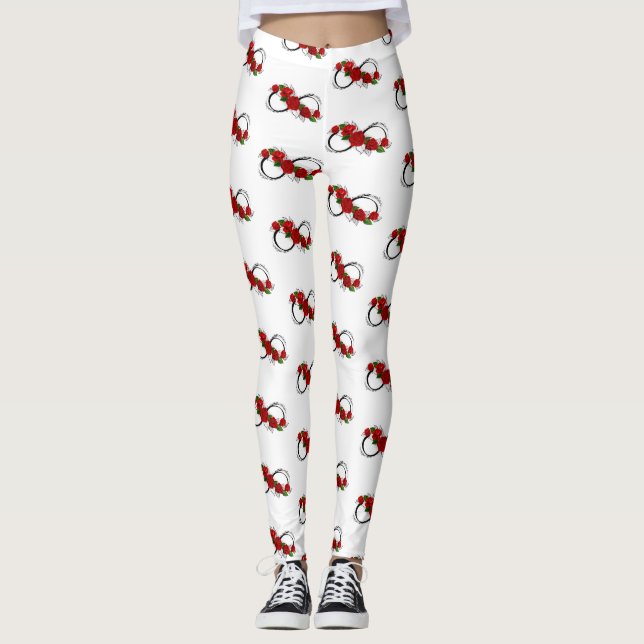 Legging Símbolo Infinity com Rosa vermelha (Frente)