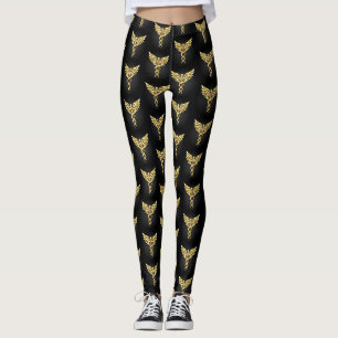 Legging Símbolo Poligonal Dourado Caduceus