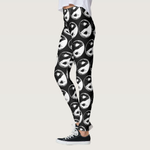 Legging Símbolo Yin Yang Símbolo Zen Monocromático Meditaç