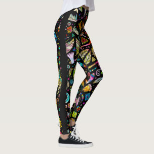 Legging Símbolos Aztec Coloridos Padrão Invisível