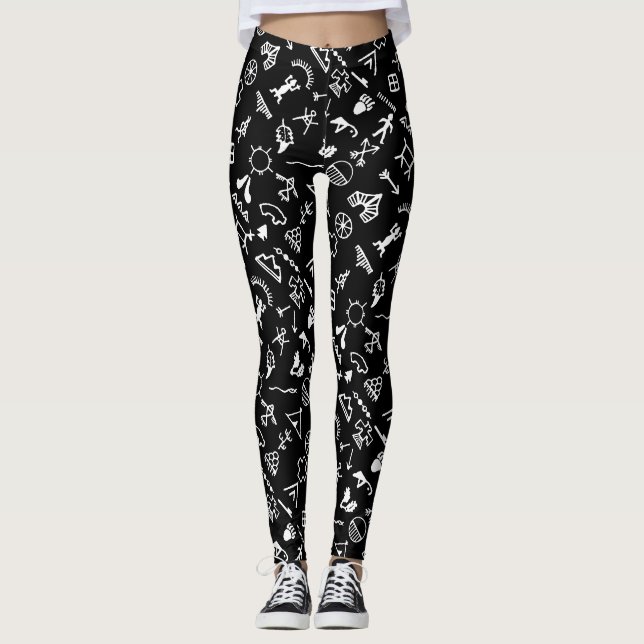 Legging Símbolos de Imagem Nativa Americana (Frente)