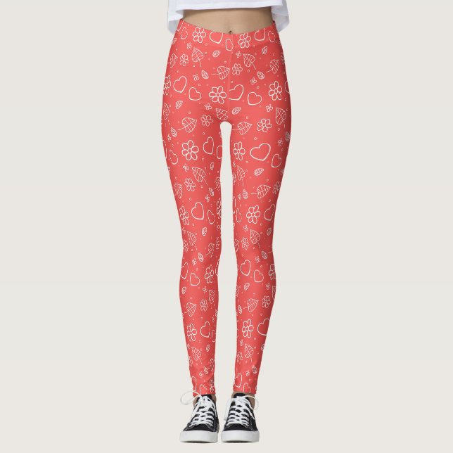 Legging Simple Outlined Hearts and Leaves (Frente)