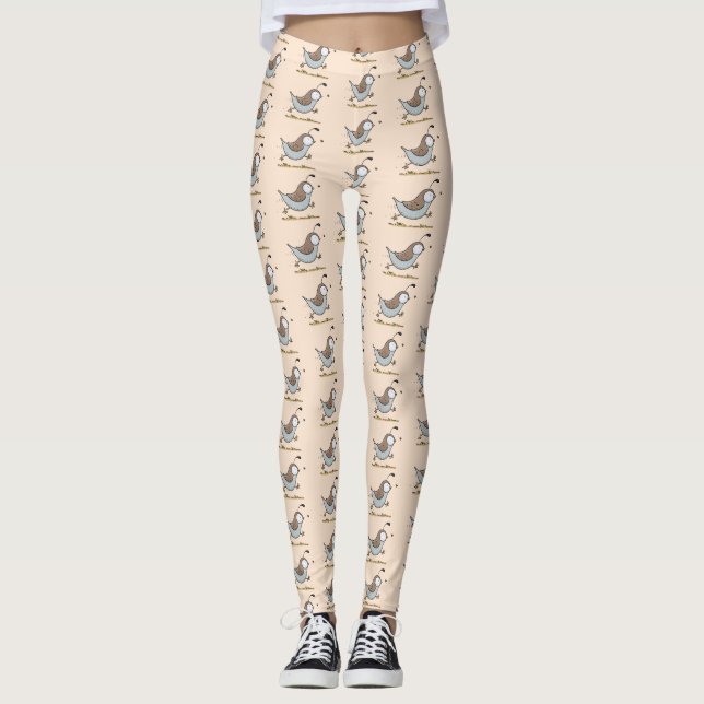 Legging Simulação de desenho animado da codorniz californi (Frente)