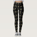 Legging Sinais de Astrologia Zodiac Preto e Dourado<br><div class="desc">Pernas</div>