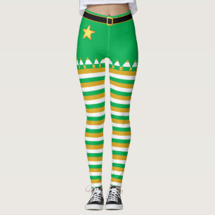 Legging Sinais de Natal em Branco Ouro Verde