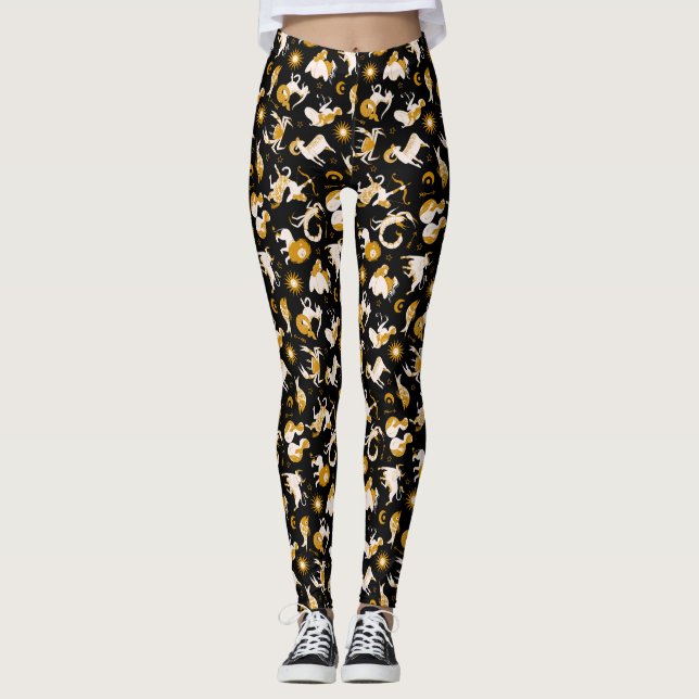 Legging Sinais do Zodíaco Símbolos Esotéricos Cósmicos Pre (Frente)