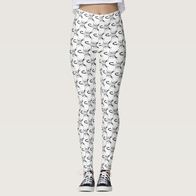 Legging Sinal de Estrela Escorpião Preto Escorpião Padrão (Frente)