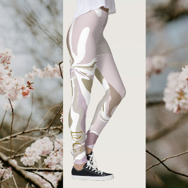 Legging Sinal de mármore branco rosa-rosa-rosa-rosa-claro