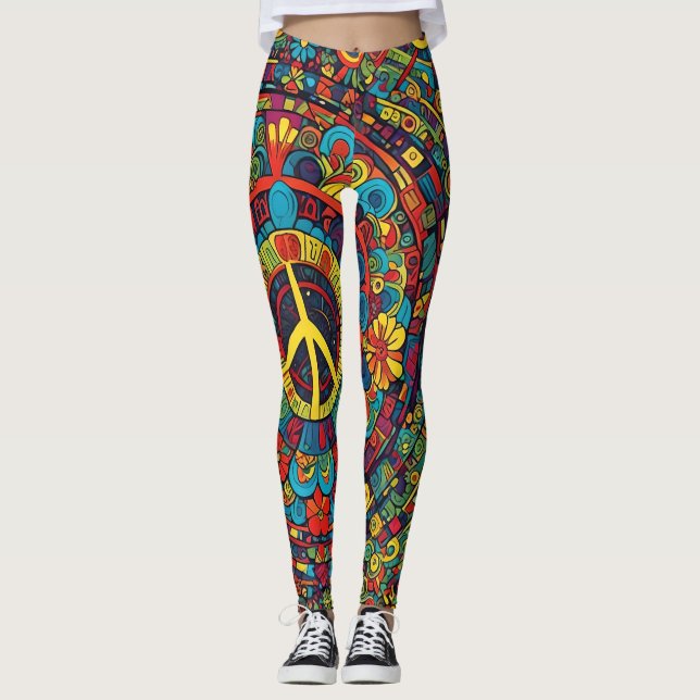 Legging Sinal de paz, rabiscos (Frente)