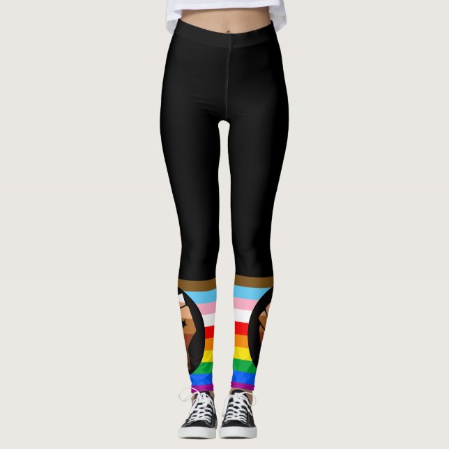 Legging Sinalizador de Orgulho POC de Progresso LGBTQ+ (Frente)