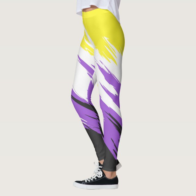 Legging Sinalizador Grungy Funky ZigZag Abstrato do Orgulh (Esquerda)