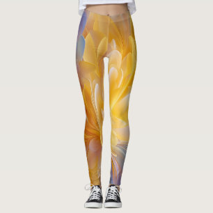 Legging Sinfonia Dourada de Pétalas Abstratas em Flor
