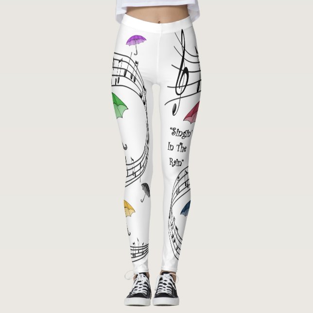 Legging Singin' In The Rain ~ Umbrellas ~ Notas Musicais ~ (Frente)