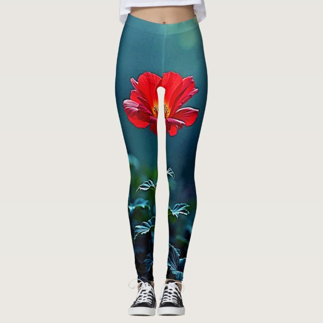 Legging Single Red Bloom Focus Design (Frente)