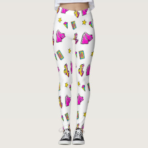 Legging Skates cor-de-rosa e branco