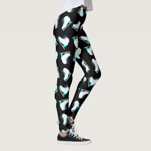 Legging Skates De Gelo Padrão Azul Figura Em Preto