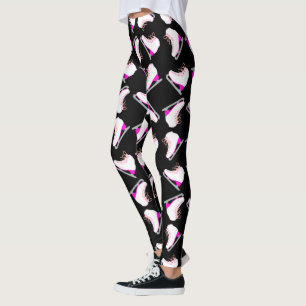 Legging Skates De Gelo Padrões Rosa Figura A Pele