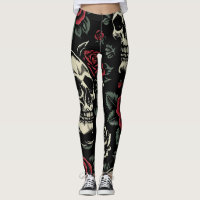 Skulls & Rosa vermelha Gothic Floral