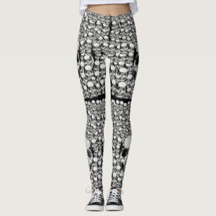 LEGGING SKULLS WALL MEATH MORTO SKELETON BLACK WHITE
