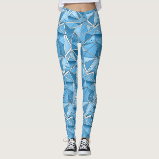 Legging Sky blue and blue geometric shapes pattern modern 
