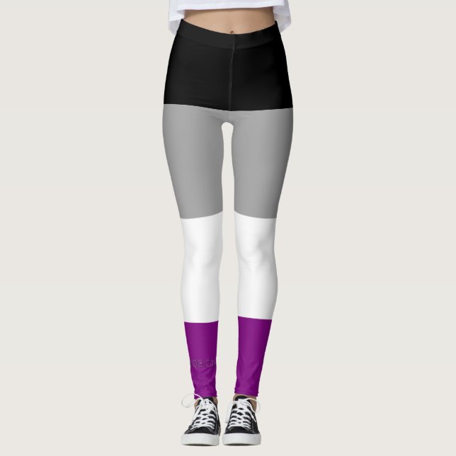 Legging SlipperyJoe's asexual pride flag emphasizing inclu (Frente)