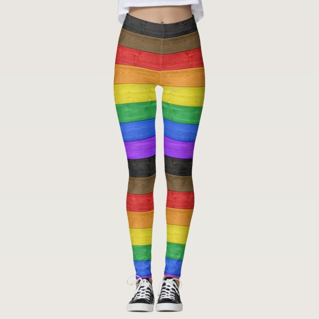 Legging SlipperyJoe's Inclusive orgulho gay flag texturizo (Frente)