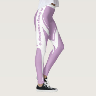 Legging Slogan do Bumbum do Coração Branco Púrpura do Past