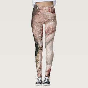 Legging Smokey Rosa Dourado Aquarela Galáxia Cósmica Brilh