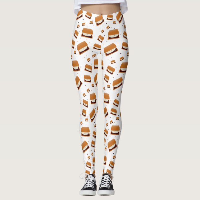 Legging S'mores de sorriso com os pontos no branco (Frente)