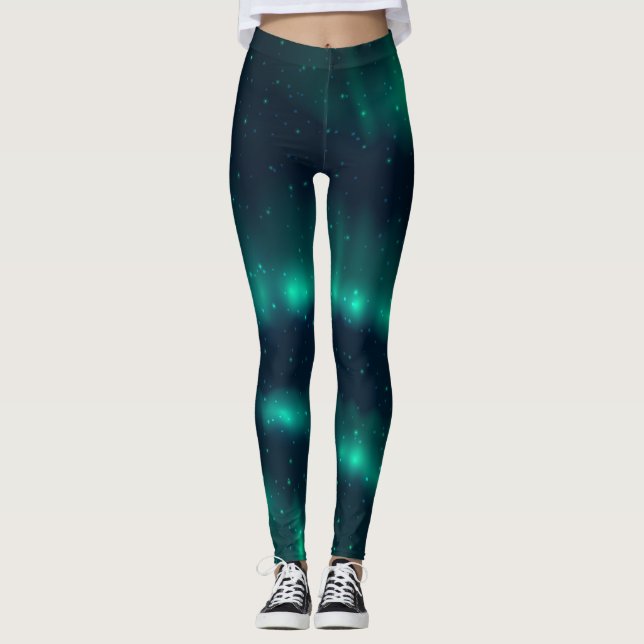 Legging Snowfall Aurora Borealis - Trabalho de arte de luz (Frente)