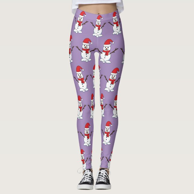 Legging Snowman com Red Bonnet e Scarf (Frente)