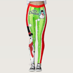 Legging Snowman / Floco de neve / Natal / Verde & Vermelho