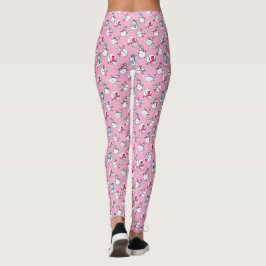 Legging Snowman Vestindo Scarfs | Pink do Pastel
