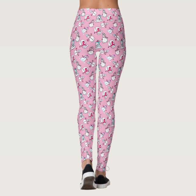 Legging Snowman Vestindo Scarfs | Pink do Pastel (Verso)