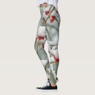 Legging Snowy Red Berries Cena de inverno