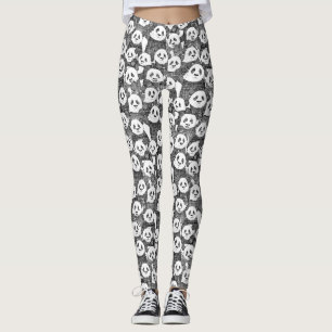 Legging só panda ursa preto branco