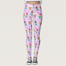 Legging Sobremesa doce com padrão de cupcake bonito