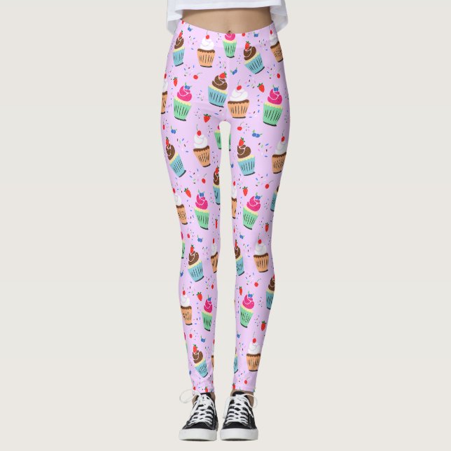 Legging Sobremesa doce com padrão de cupcake bonito (Frente)