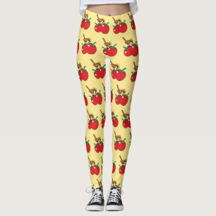 Legging Sobreposição Orgânica Comendo Tomate Vermelho