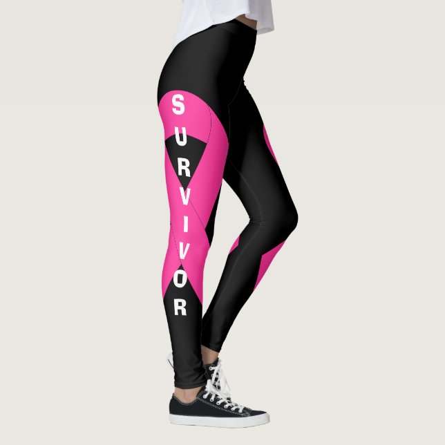 Legging Sobrevivência rosa da fita de consciência do Cance (Direita)