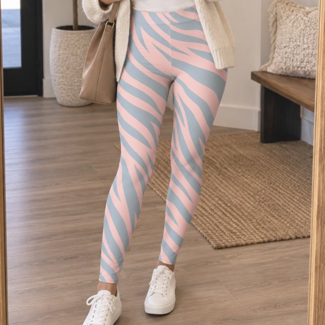 Legging Soft Pink Gray Zebra Stripes (Criador carregado)
