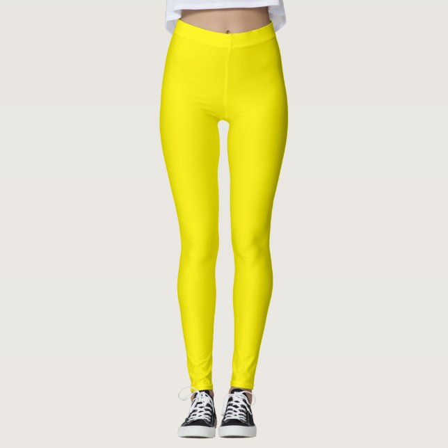 Legging Sólido Simples Amarelo (Frente)